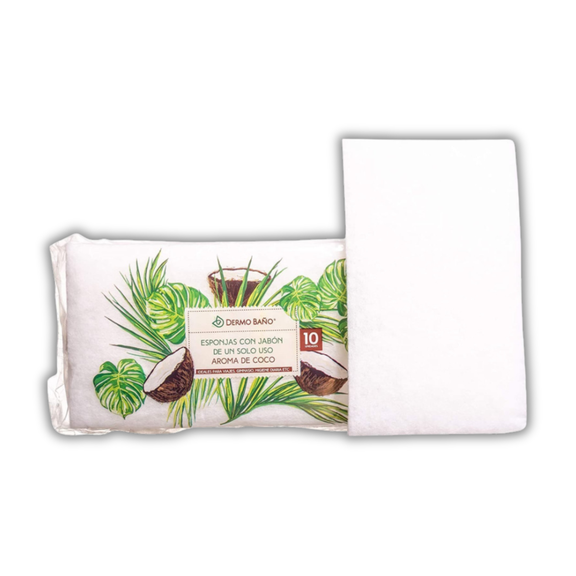 Esponja Jabonosa Desechable Aroma Coco Dermo Baño 10unds