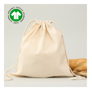 MOCHILA DE ALGODÓN ORGÁNICO  42x38 (cm) - BE HAPPY BE GREEN