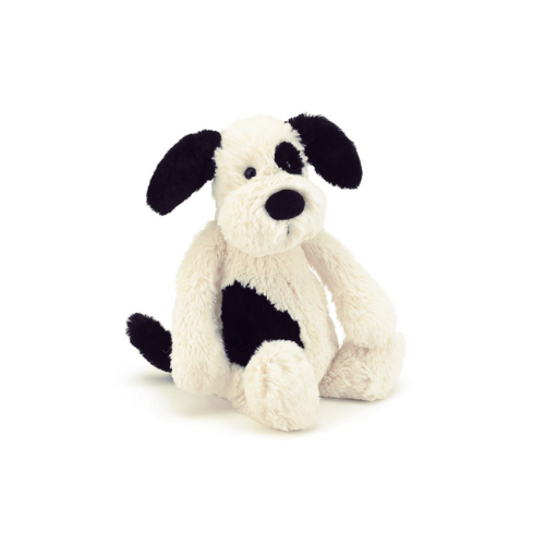 PELUCHE PERRO BLANCO CON NEGRO  MEDIADO - JELLYCAT