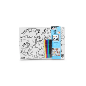 PACK 2 TAPETES PARA COLOREAR ESPACIO & DINOSAURIOS, CON 6 ROTULADORES (25×35) - FUNNY MAT