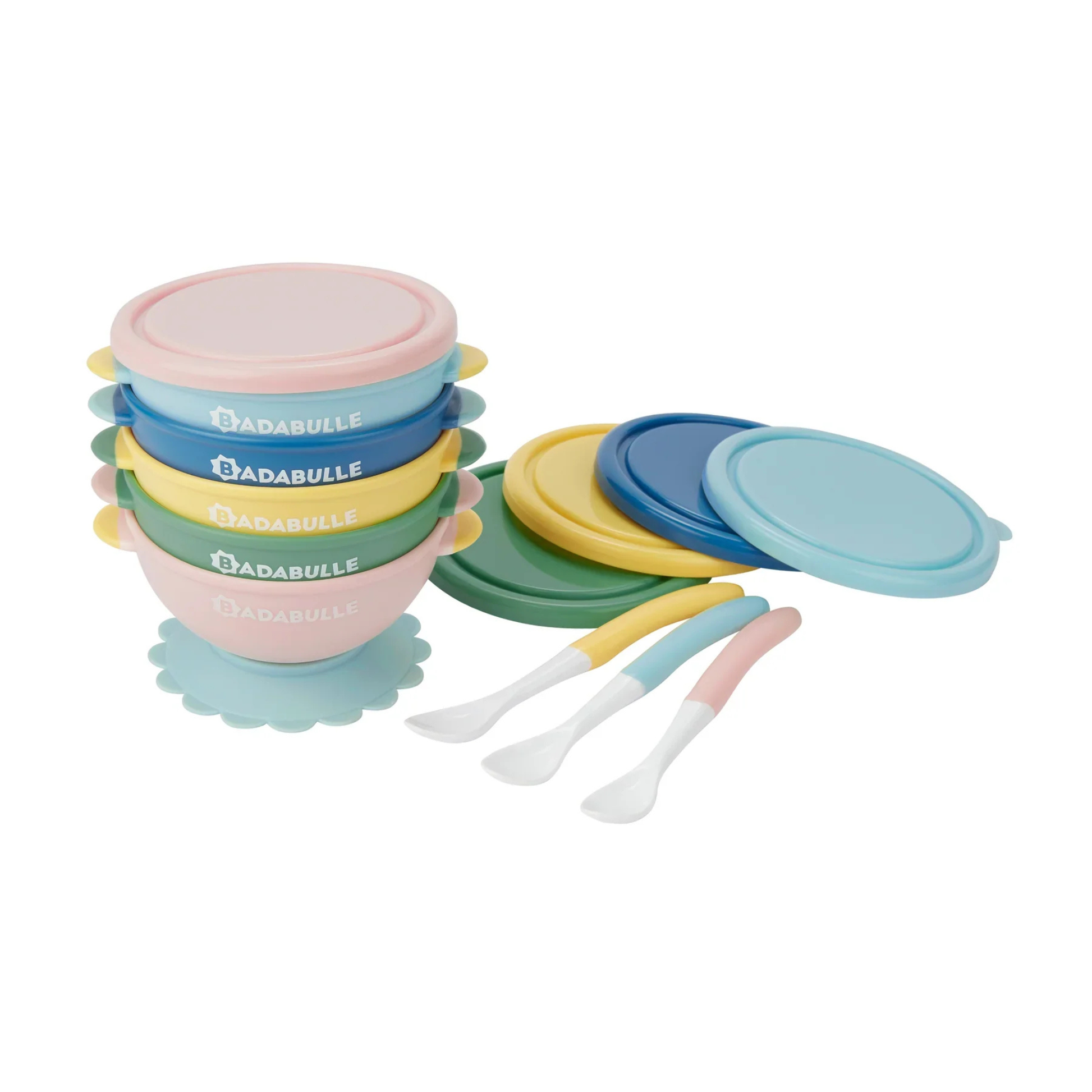 Pack Bols Antideslizantes Badabulle + Cucharas 300 ml +4 Meses