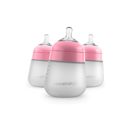 MAMADERA SILICONA  ROSA PACK DE 3 270 ML - NANOBEBE