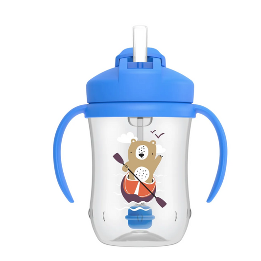 1er VASO CON ASAS Y PAJITA 270 ml 6M AZUL  - DR. BROWN'S