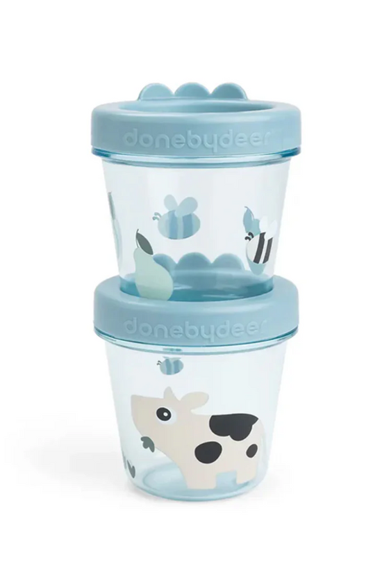 SET 2 CONTENEDORES PARA COMIDA DE BEBÉ TINY FARM AZUL - DONE BY DEER
