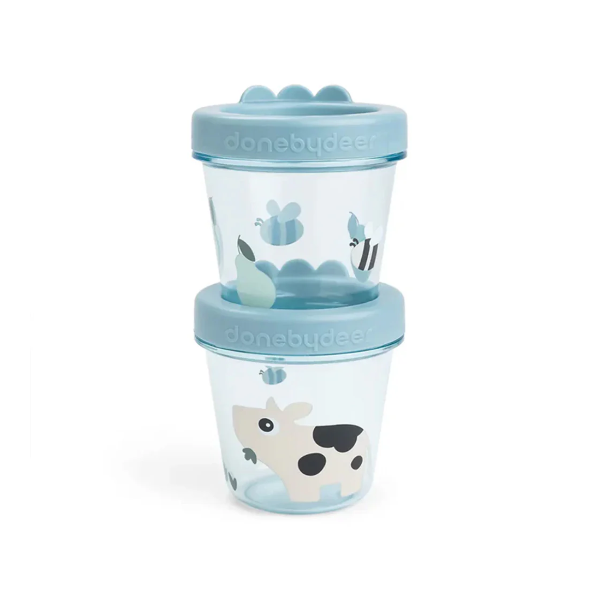 SET 2 CONTENEDORES PARA COMIDA DE BEBÉ TINY FARM AZUL - DONE BY DEER