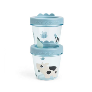 SET 2 CONTENEDORES PARA COMIDA DE BEBÉ TINY FARM AZUL - DONE BY DEER