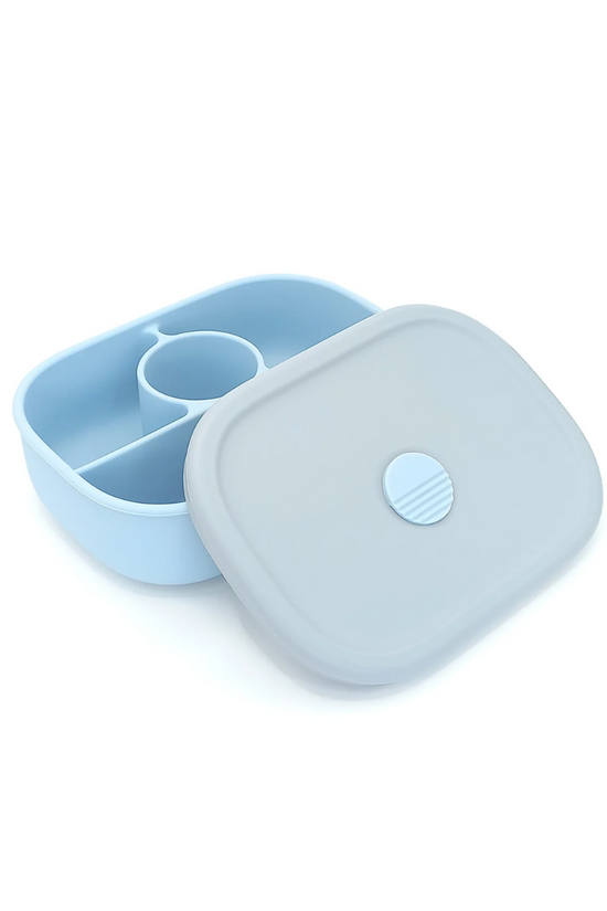 PLATO DE SILICONA AZUL CON TAPA DE BBPRO
