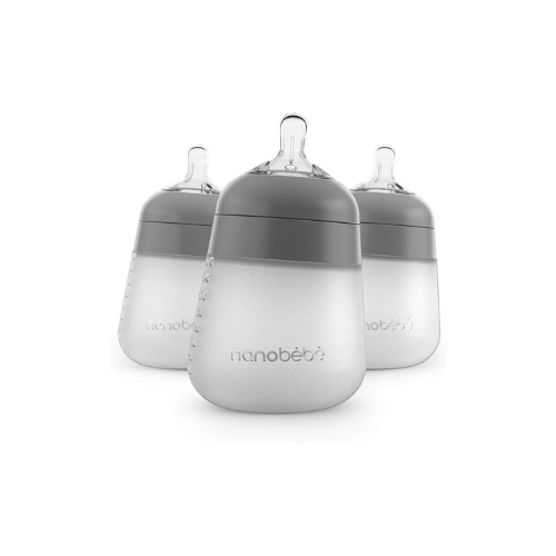 Mamadera Anticólico de Silicona Nanobébé Flexy 150 ml Pack x3