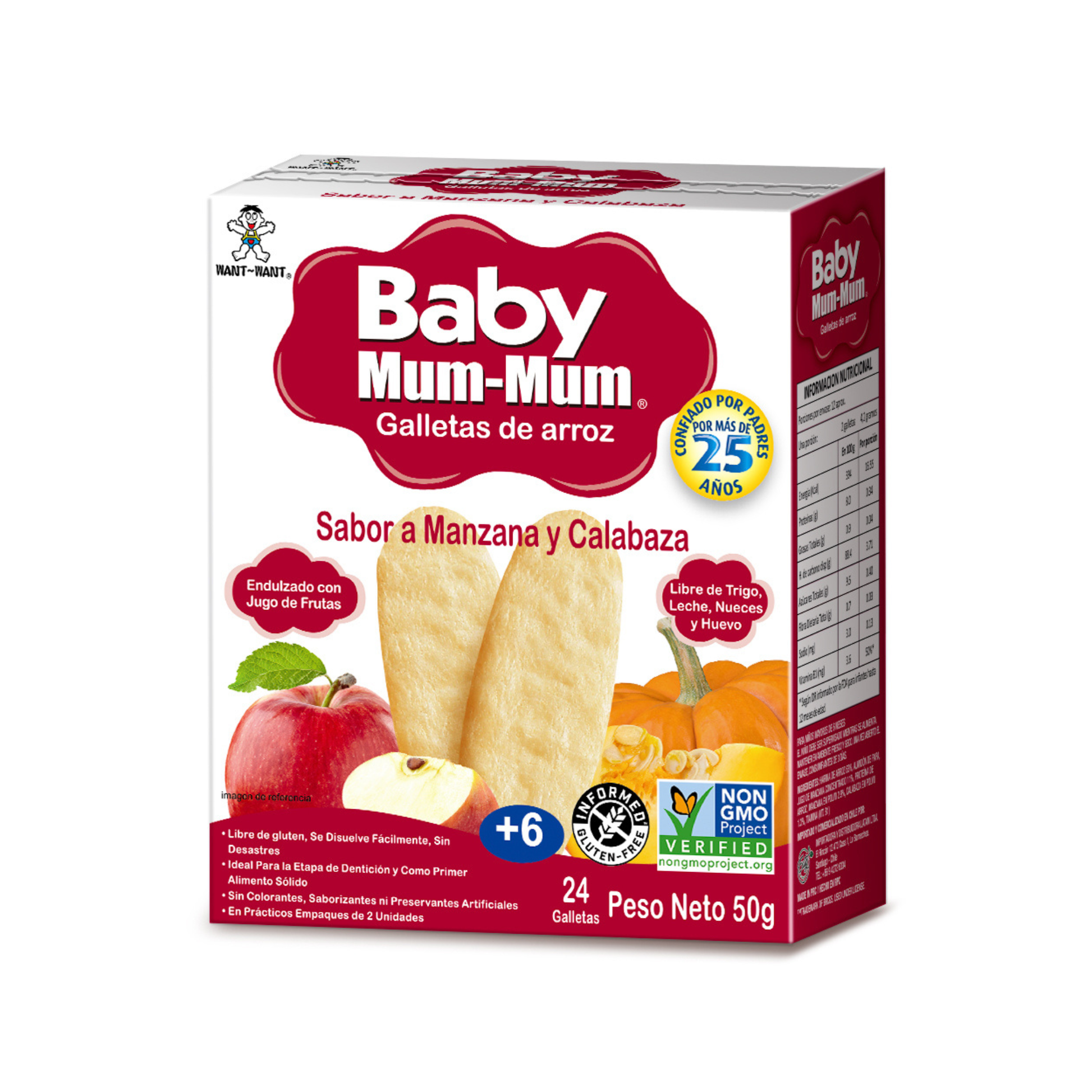 Galletas de Arroz Baby Mum-Mum Manzana & Zapallo 50g +6m