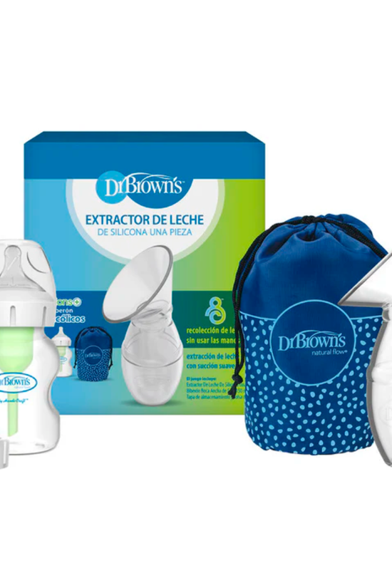 Recolector Extractor de Leche Manual de Silicona con Mamadera Anticólico 120 ml + Bolso