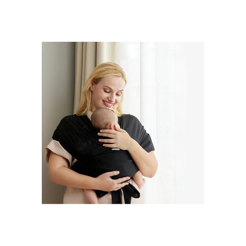 PORTABEBÉ FULAR NEGRO MALLA - MOMCOZY