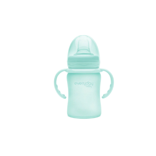 VASO DE ENTRENAMIENTO DE VIDRIO CON ASAS VERDE 150ML - EVERYDAY BABY