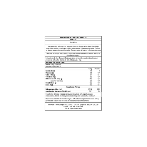 PROBIÓTICOS - BIOPLANTARUM STEROLS - 90 CAP - BIOCARE