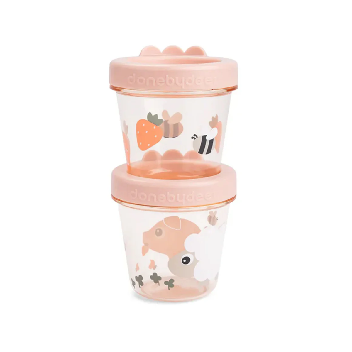 SET 2 CONTENEDORES PARA COMIDA DE BEBÉ TINY FARM ROSA - DONE BY DEER