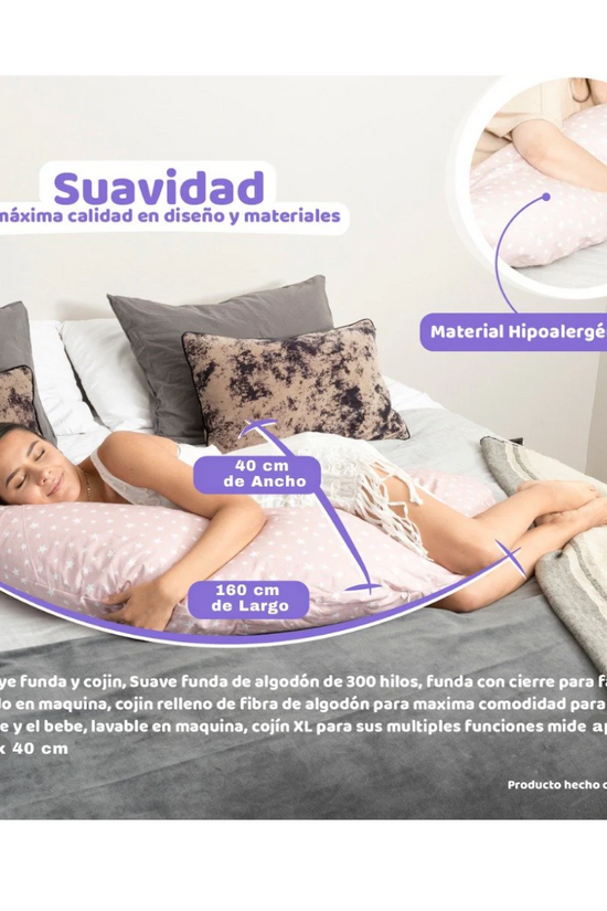 COJÍN MATERNAL MULTIFUNCIONAL DE MICROPERLAS ROSA - AMAMANTAS