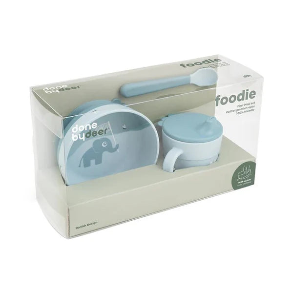 Done by Deer set primera comida happy clouds azul