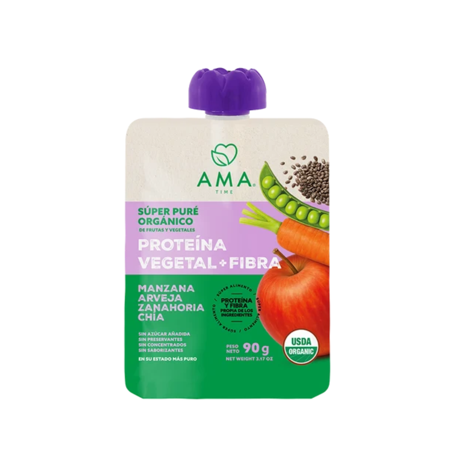 Super Puré Orgánico Proteína Vegetal + Fibra 90 Gr.