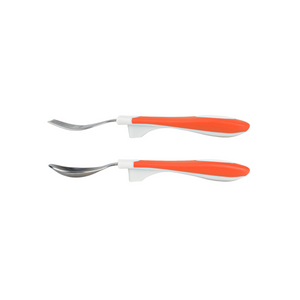 SET TENEDOR Y CUCHARA AGARRE SUEVE  12M+ (CORAL /BLANCO) - DR. BROWN’S