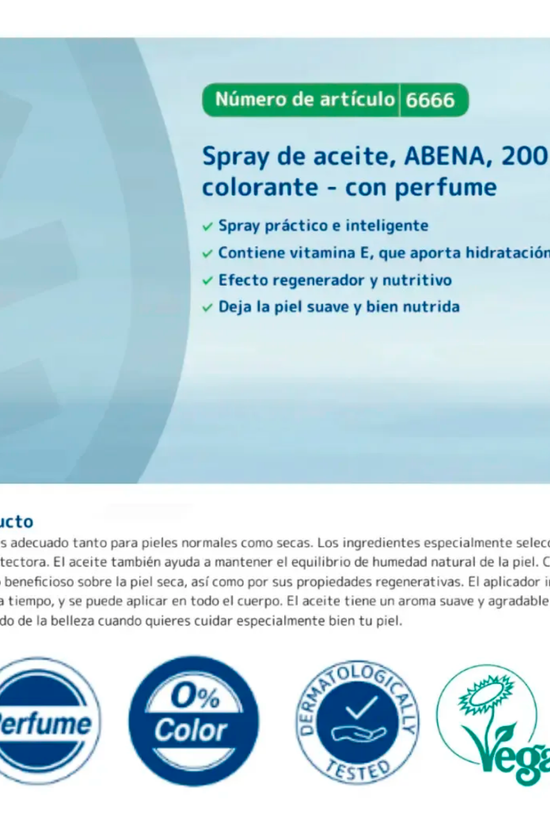 Aceite Europeo ABENA Hidratante para Cuidado de Piel Normal y Seca. 200 ml