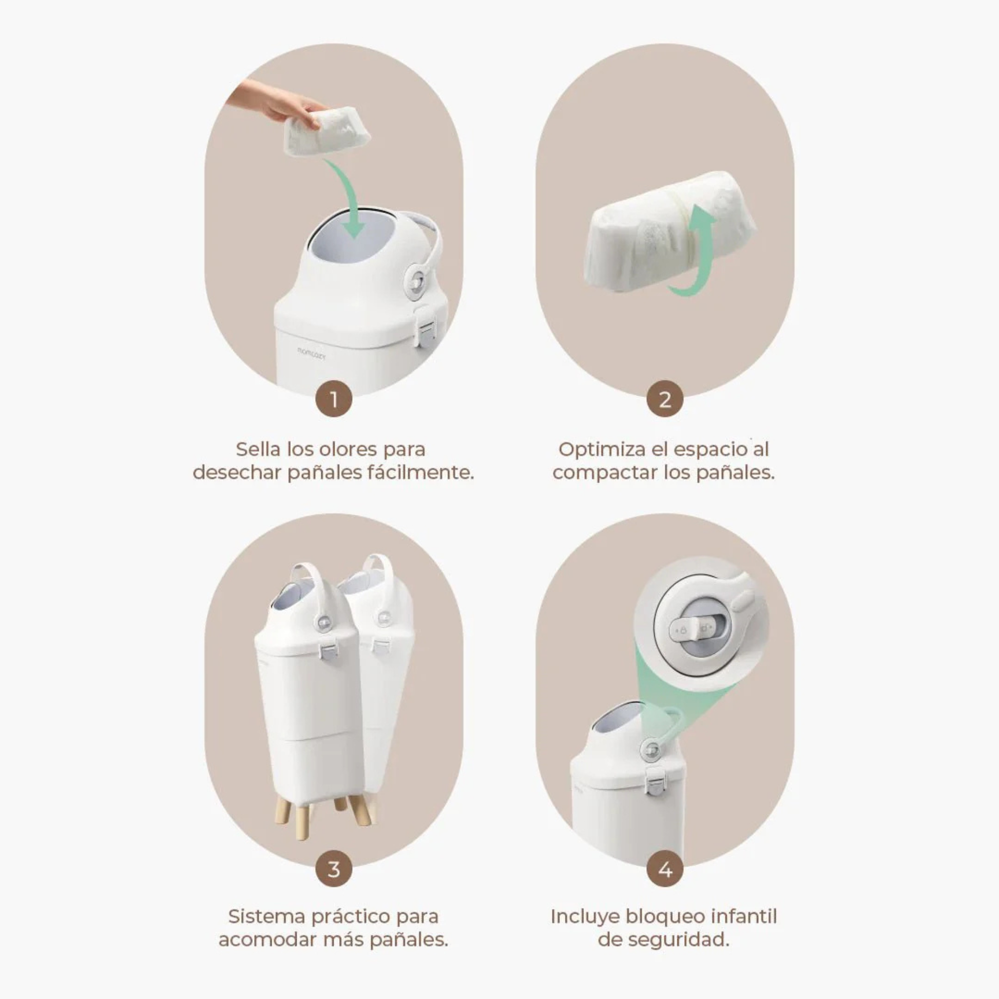 Basurero para Pañales con Antiolor Triple Sello Momcozy