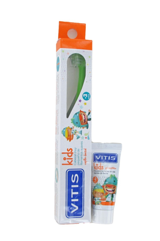 Cepillo Dental Infantil Vitis Kids + Gel Dentífrico 8ml