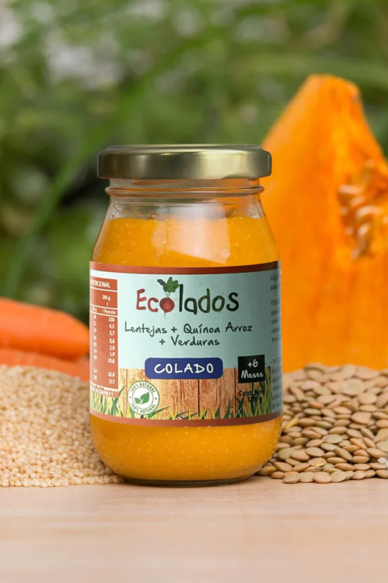 Colado 100% Natural de Lentejas, Quínoa, Arroz y Verduras Ecolados