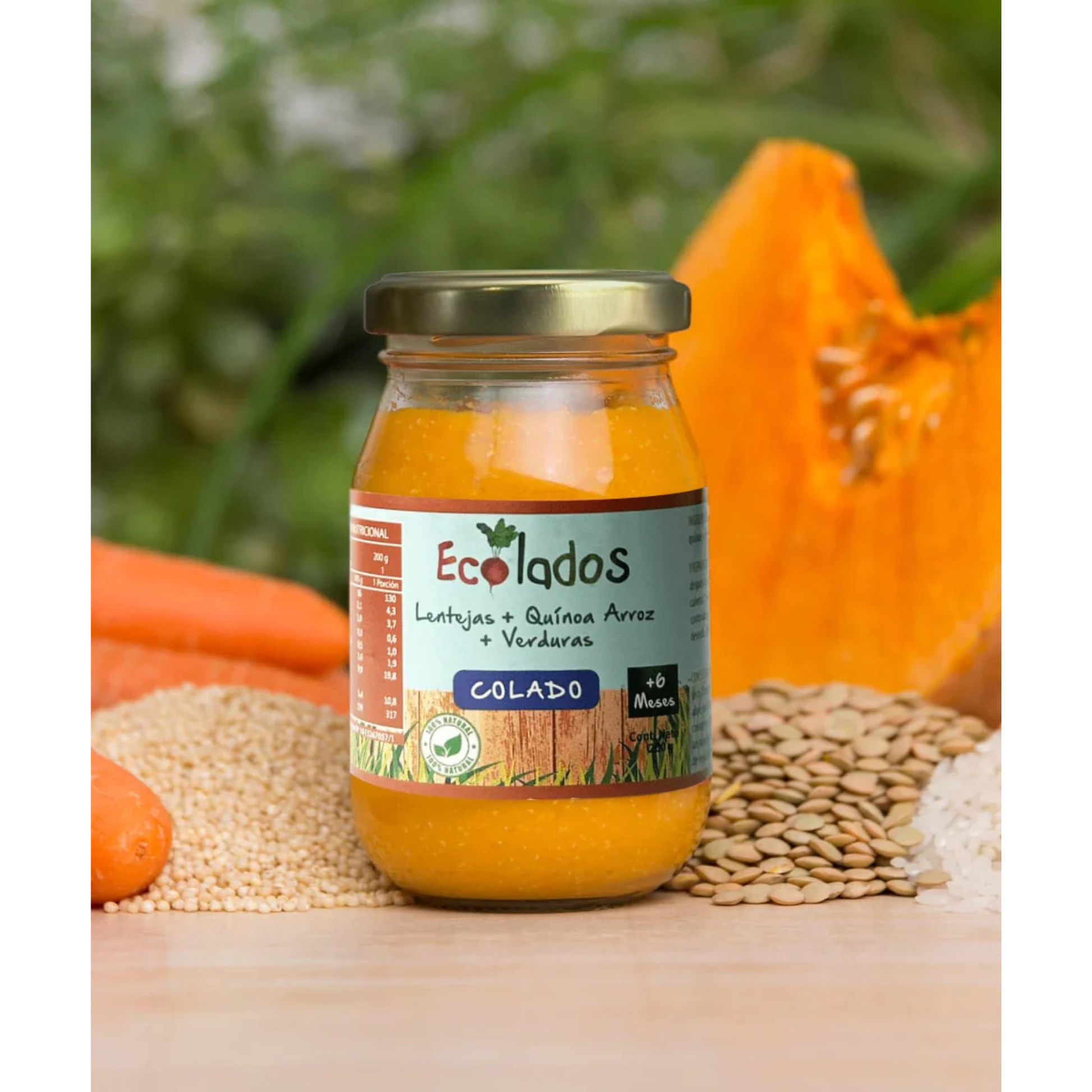 Colado 100% Natural de Lentejas, Quínoa, Arroz y Verduras Ecolados