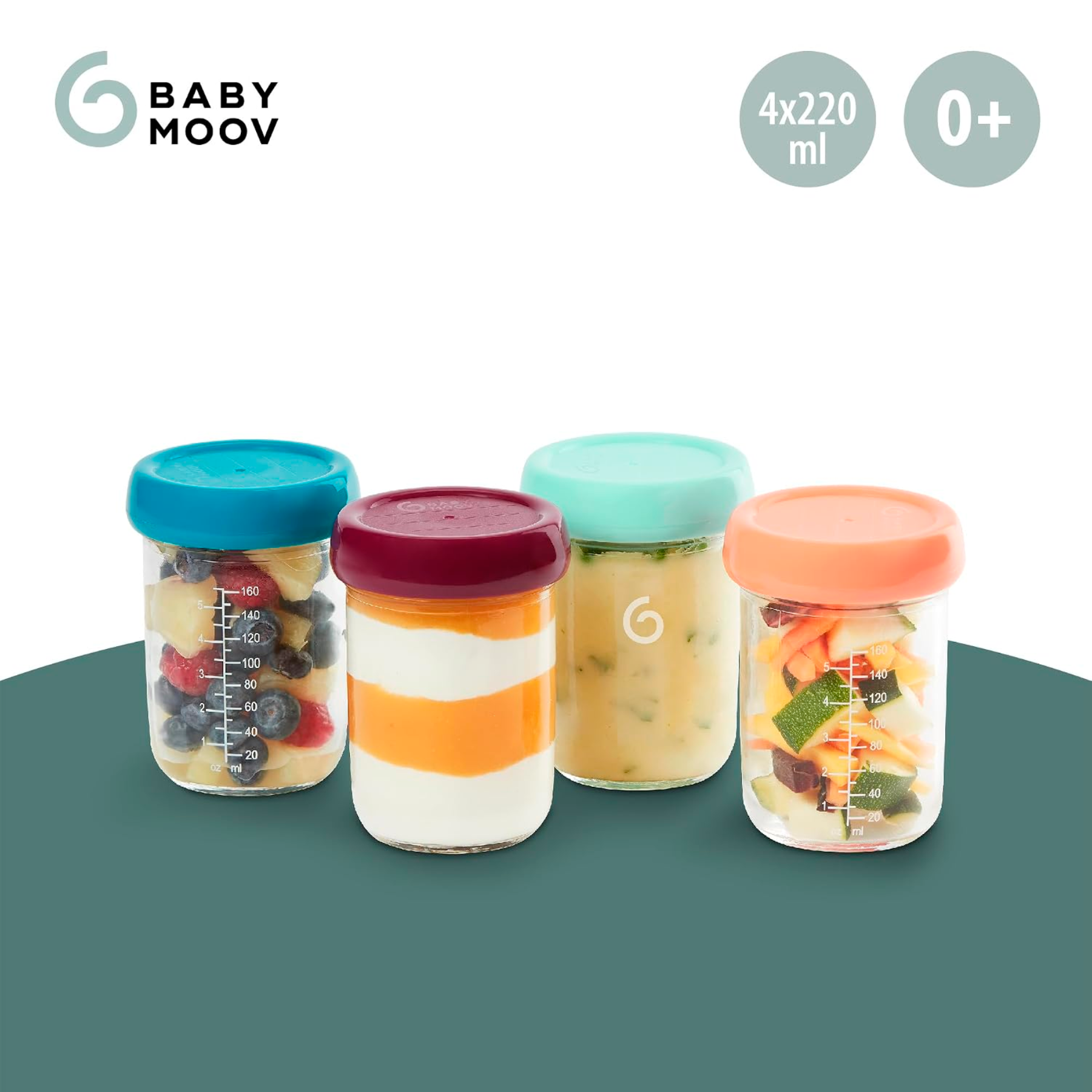 Set de 4 bowls de vidrio de 220 ml +0m Babymoov