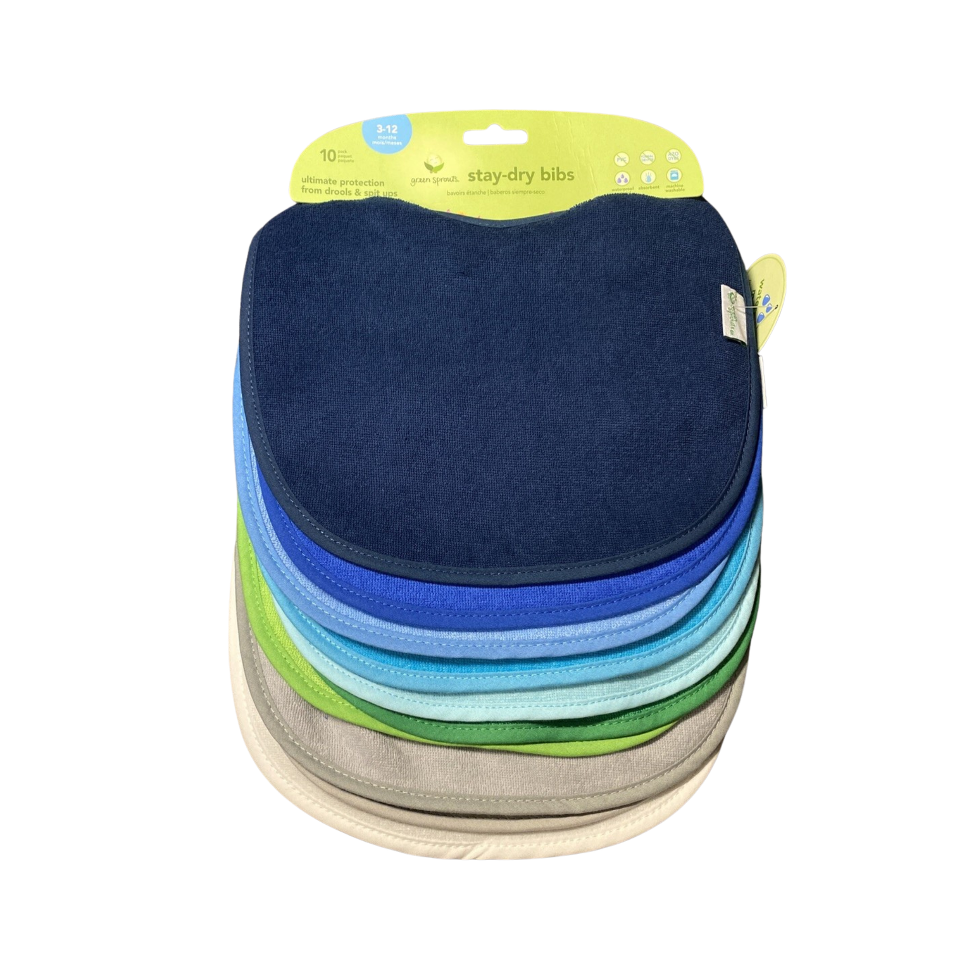 Baberos Impermeables Pack x10 Green Sprouts Colores Variados