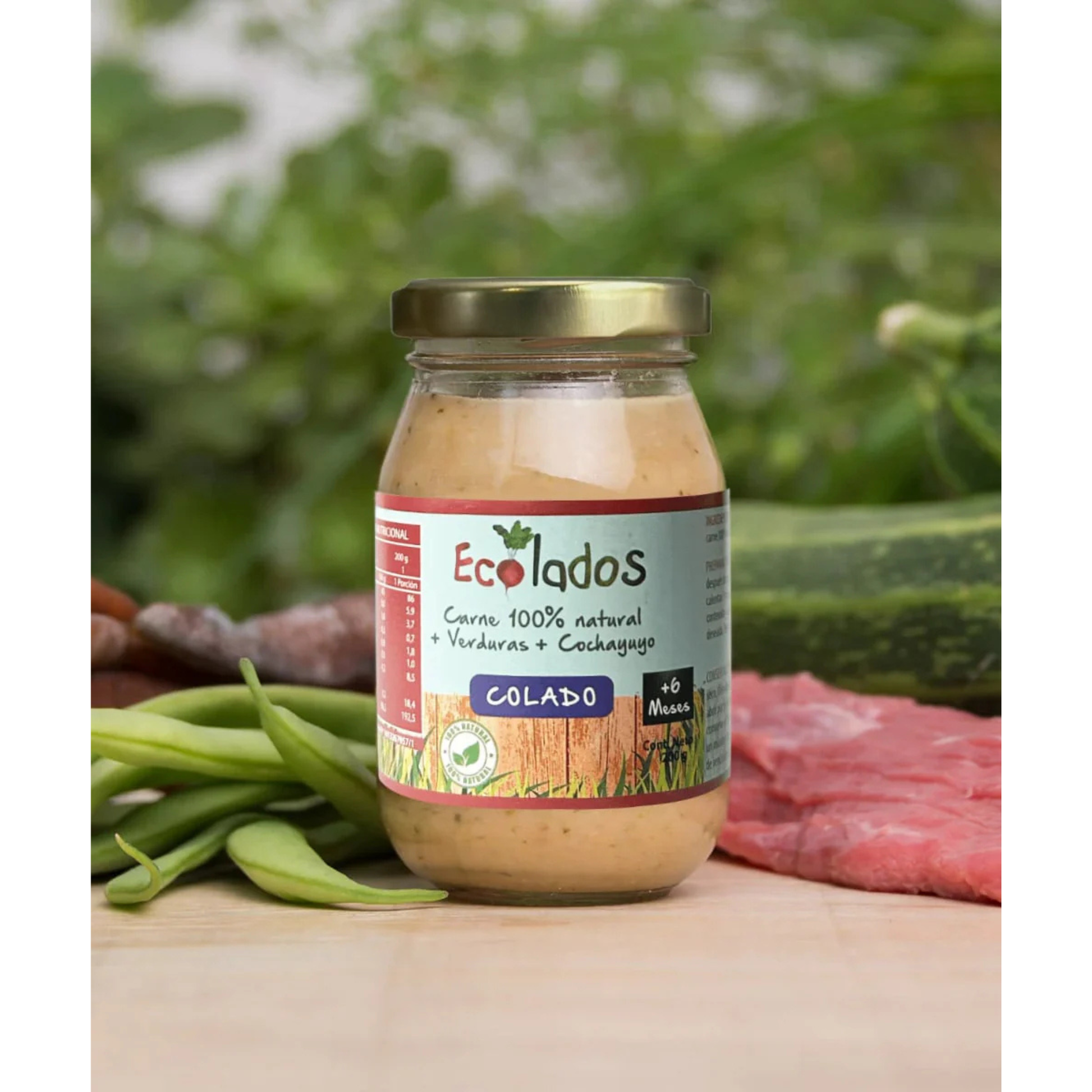Colado 100% Natural de Carne, Cochayuyo y Verduras Ecolados