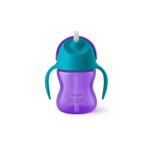 VASO CON BOMBILLA FLEXIBLE DINO MORADO  200 ML - AVENT NATURAL