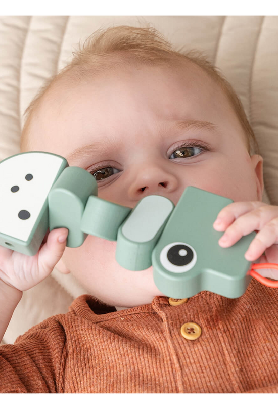 JUGUETE ARTICULADO DE MADERA CROCO VERDE  DONE BY DEER