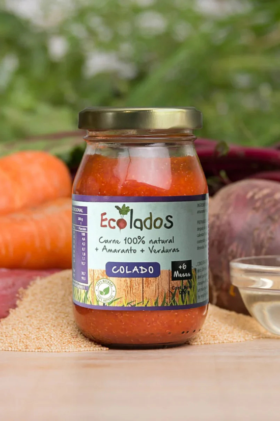 Colado 100% Natural de Carne, Amaranto y Verduras Ecolados