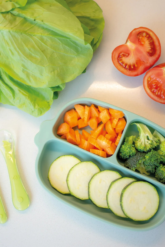 Plato y Cucharas de Silicona Verde Balia