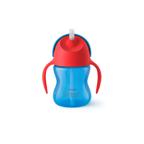 VASO CON BOMBILLA FLEXIBLE DINO AZUL 200 ML - AVENT NATURAL