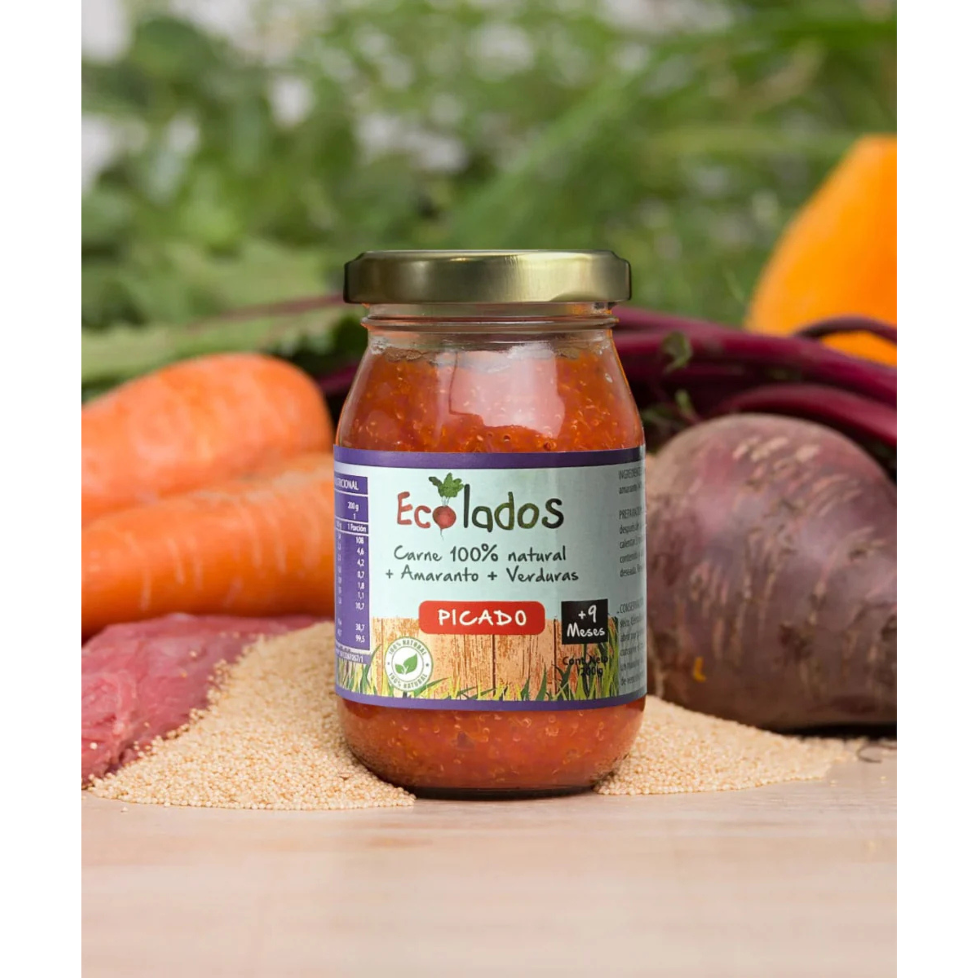 Picado 100% Natural de Carne Amaranto y Verduras 200gr Ecolados