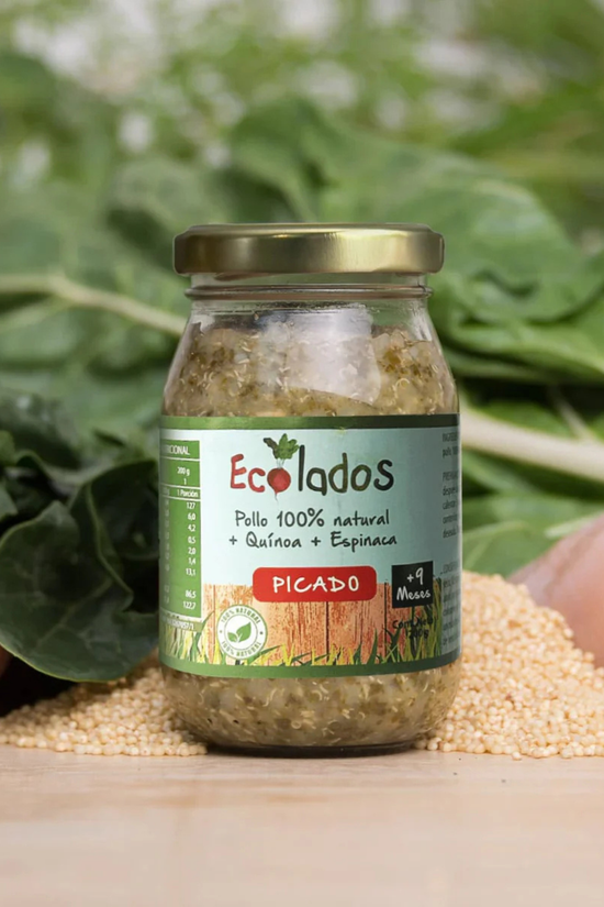 Picado 100% Natural de Pollo, Quínoa y Espinaca 200gr Ecolados