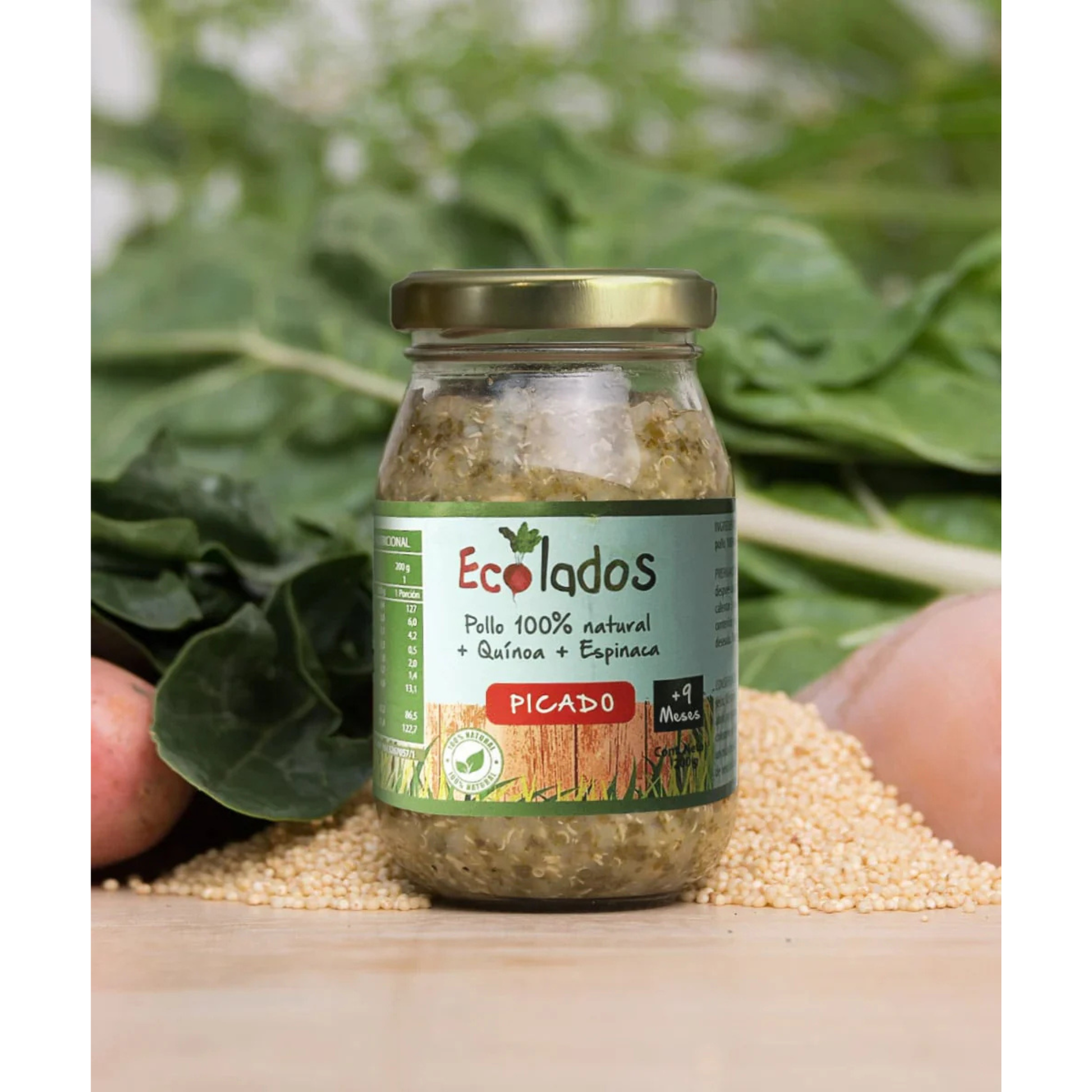 Picado 100% Natural de Pollo, Quínoa y Espinaca 200gr Ecolados