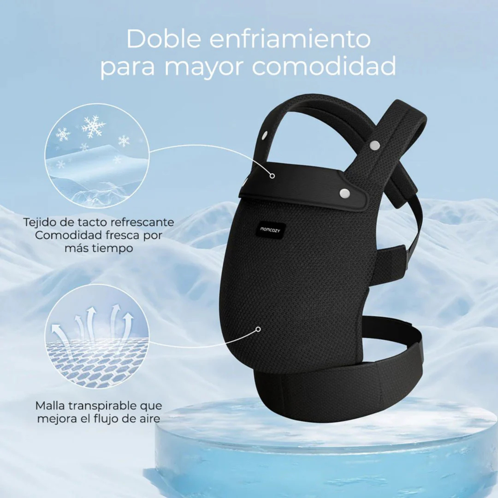 Portabebé PureHug Negro Momcozy 3-24M
