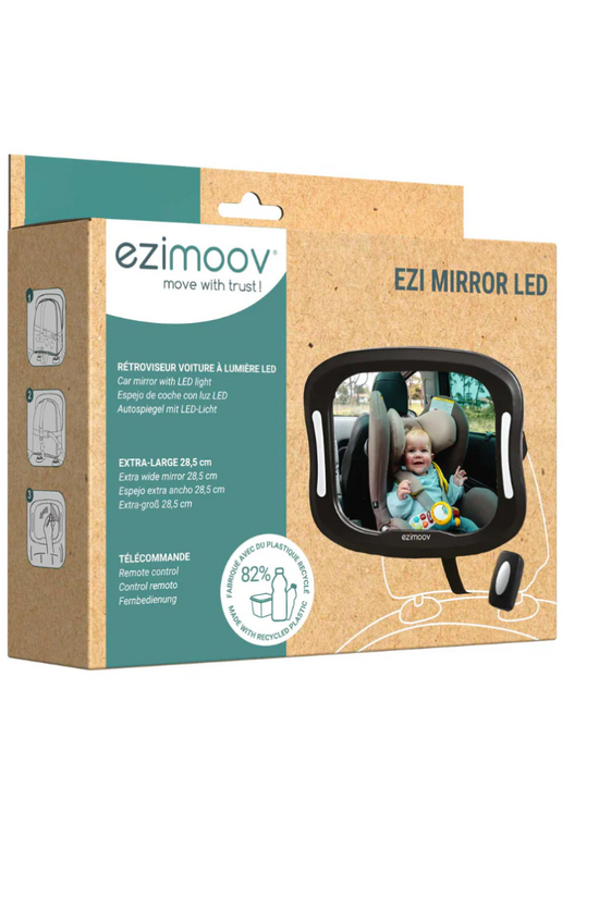 ESPEJO RECTANGULAR DE BEBÉ PARA AUTO CON LUZ LED EZIMOOV