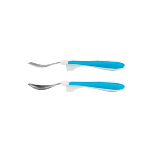 SET TENEDOR Y CUCHARA AGARRE SUEVE  12M+ (Azul/Blanco) - DR. BROWN’S