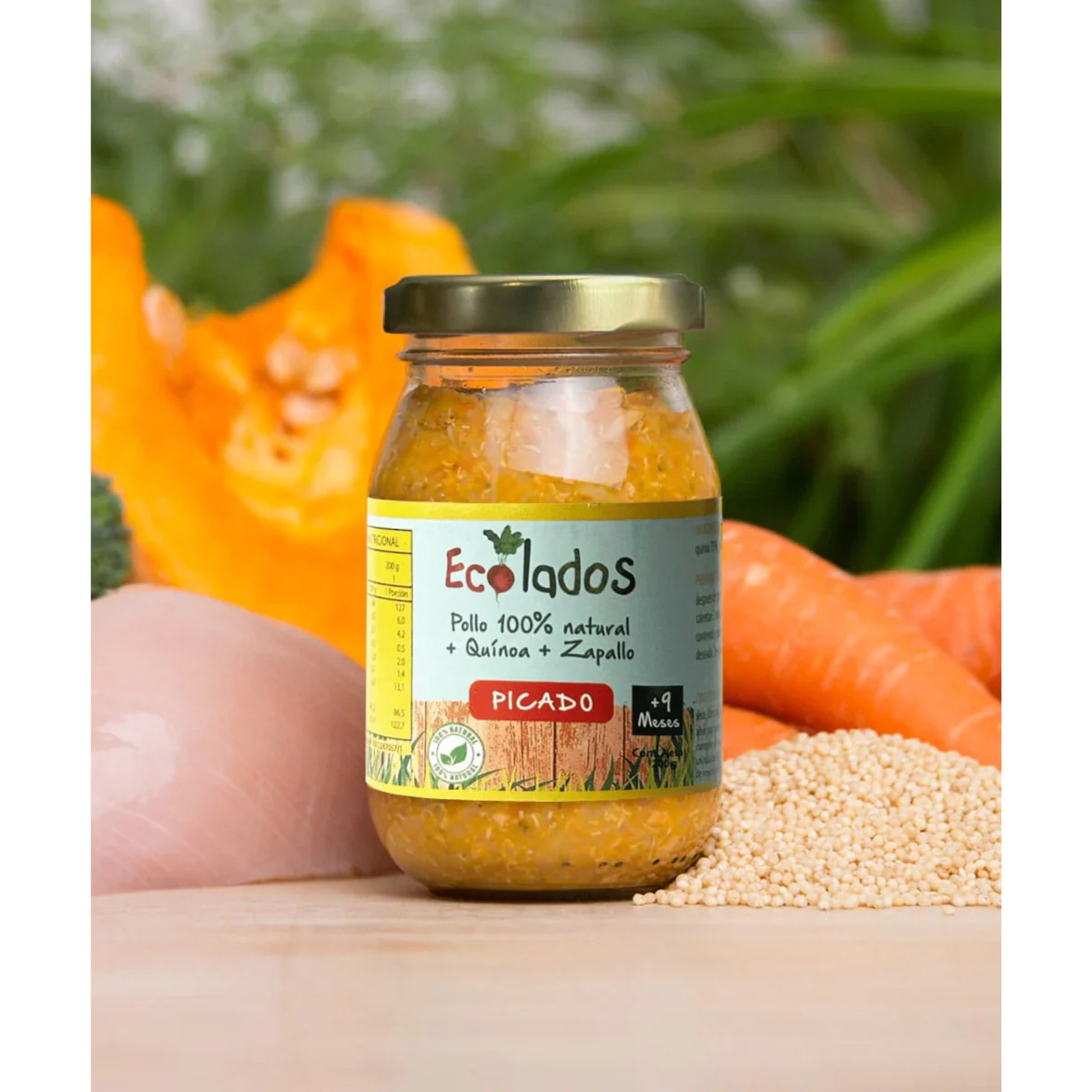 Picado 100% Natural de Pollo Quínoa y Zapallo 200gr Ecolados