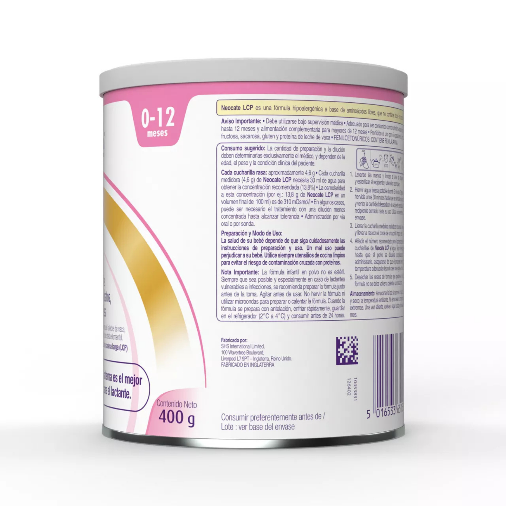 Fórmula Infantil Neocate LCP Nutricia 0-12 Meses 400 g