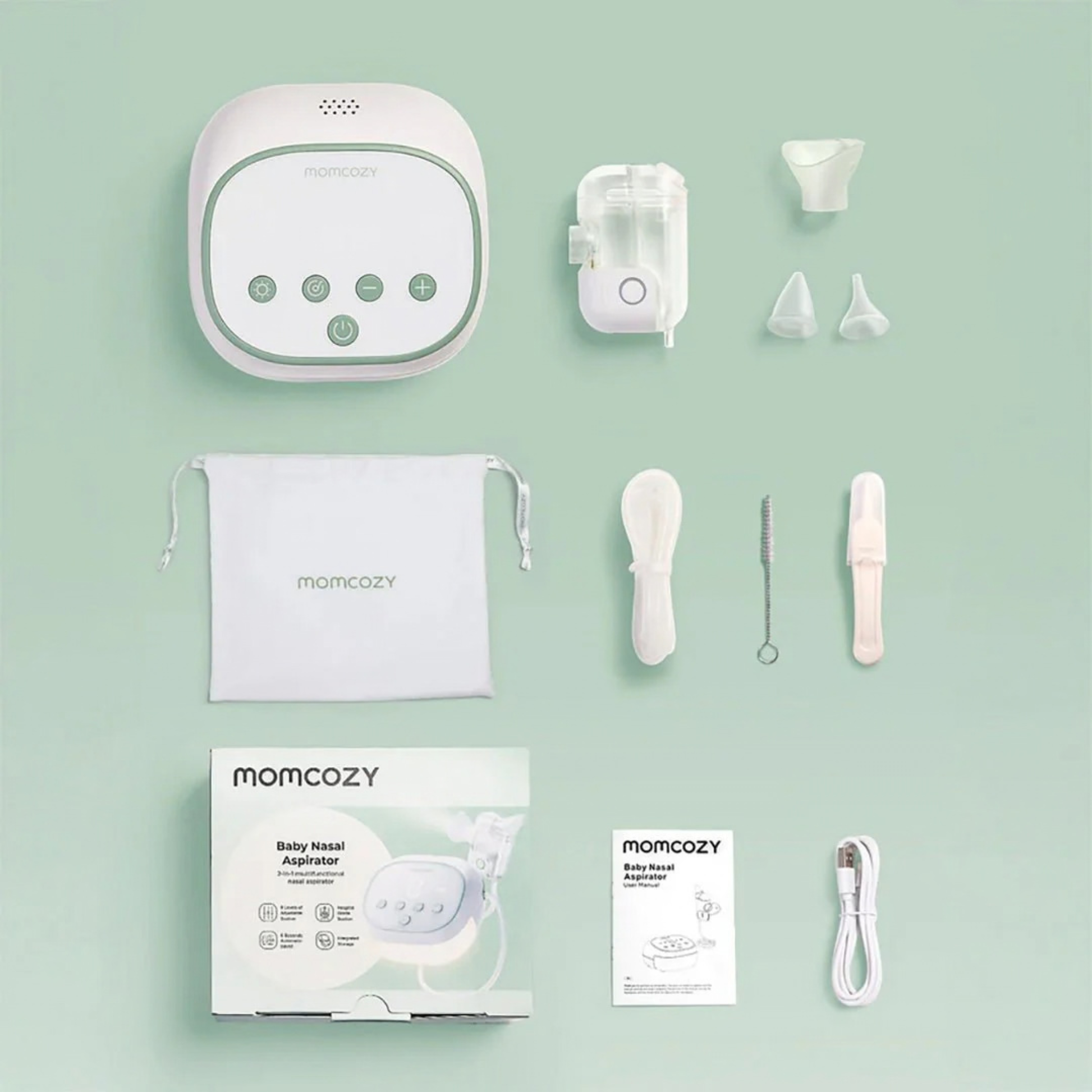 Aspirador Nasal Momcozy BreezyClear Pro Multifuncional 2 en 1 Grado Hospitalario