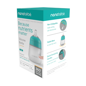 Mamadera de Silicona Anticólico Nanobebé Flexy 270 ml Turquesa