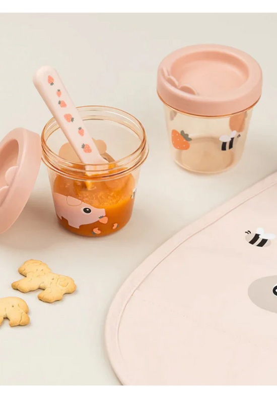 SET 2 CONTENEDORES PARA COMIDA DE BEBÉ TINY FARM ROSA - DONE BY DEER