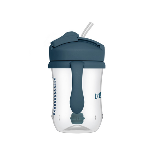 1er VASO CON ASAS Y PAJITA 270 ml 6M AZUL OCEANO  - DR. BROWN'S