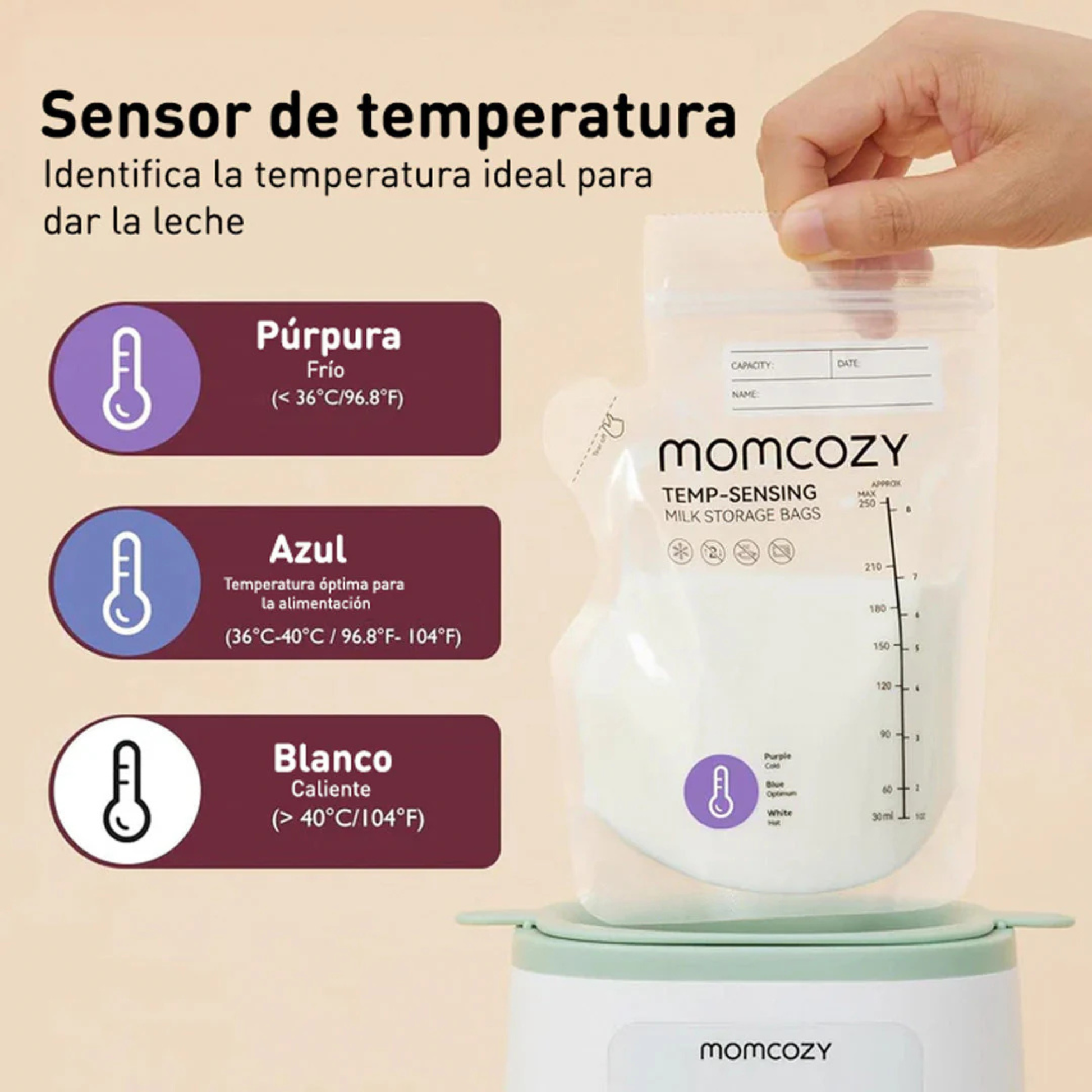 Bolsas Almacenamiento de Leche Materna Momcozy con Boquilla 60 Unidades