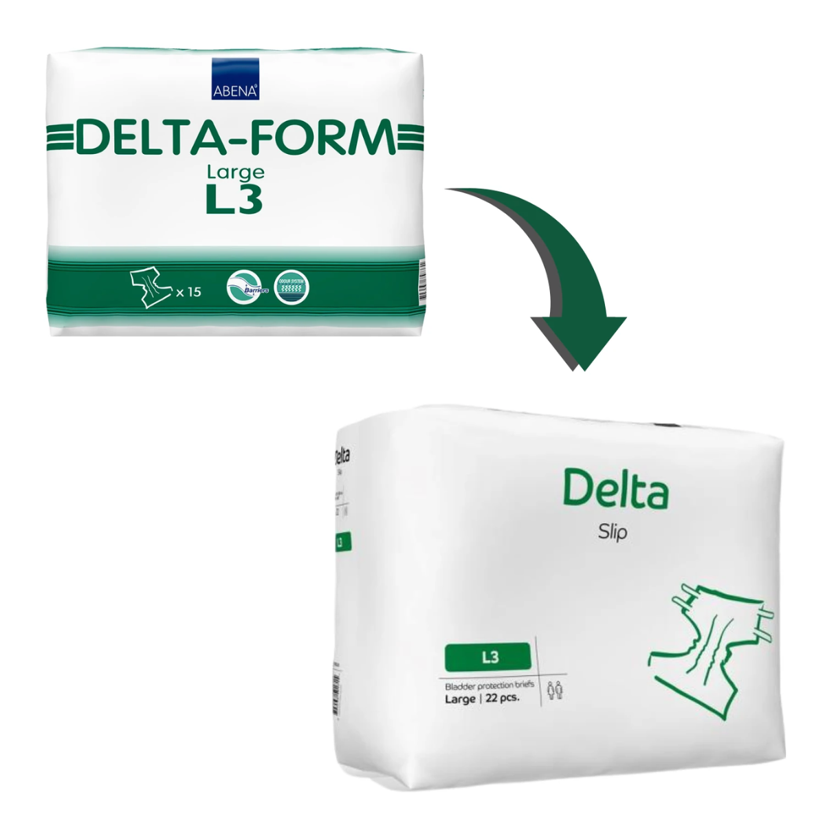 PAÑAL ANATÓMICO DELTA SLIP L3 ABENA L3 22 Unidades