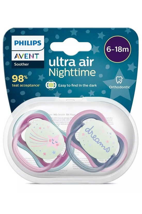 Chupete Philips Avent Ultra Air Night Orthodontic 6–18 Meses